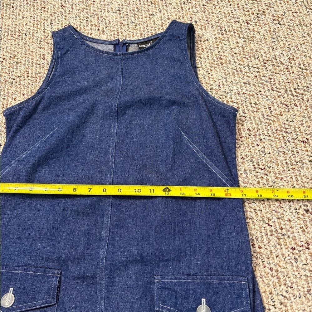 Vtg Positive Attitude Sleeveless Denim Sheath Dress with Pockets. Size 10 - Picture 10 of 12